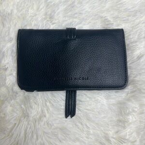 Danielle Nicole Envelope Wallet Black Pebbled Leather Passport Clutch Disney